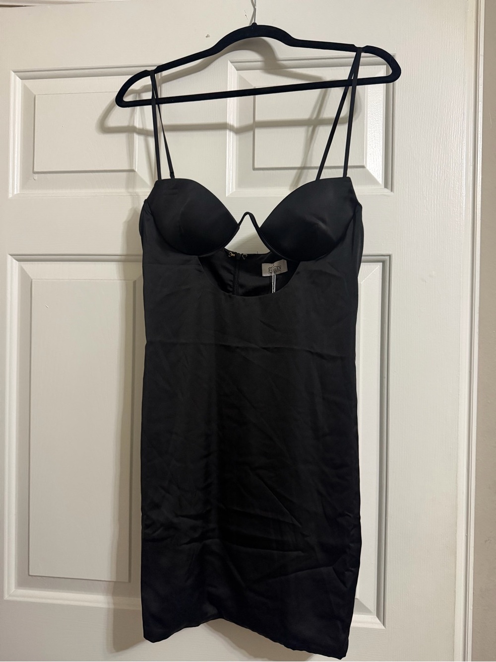 Oh Polly Black Satin Push-Up Mini Dress